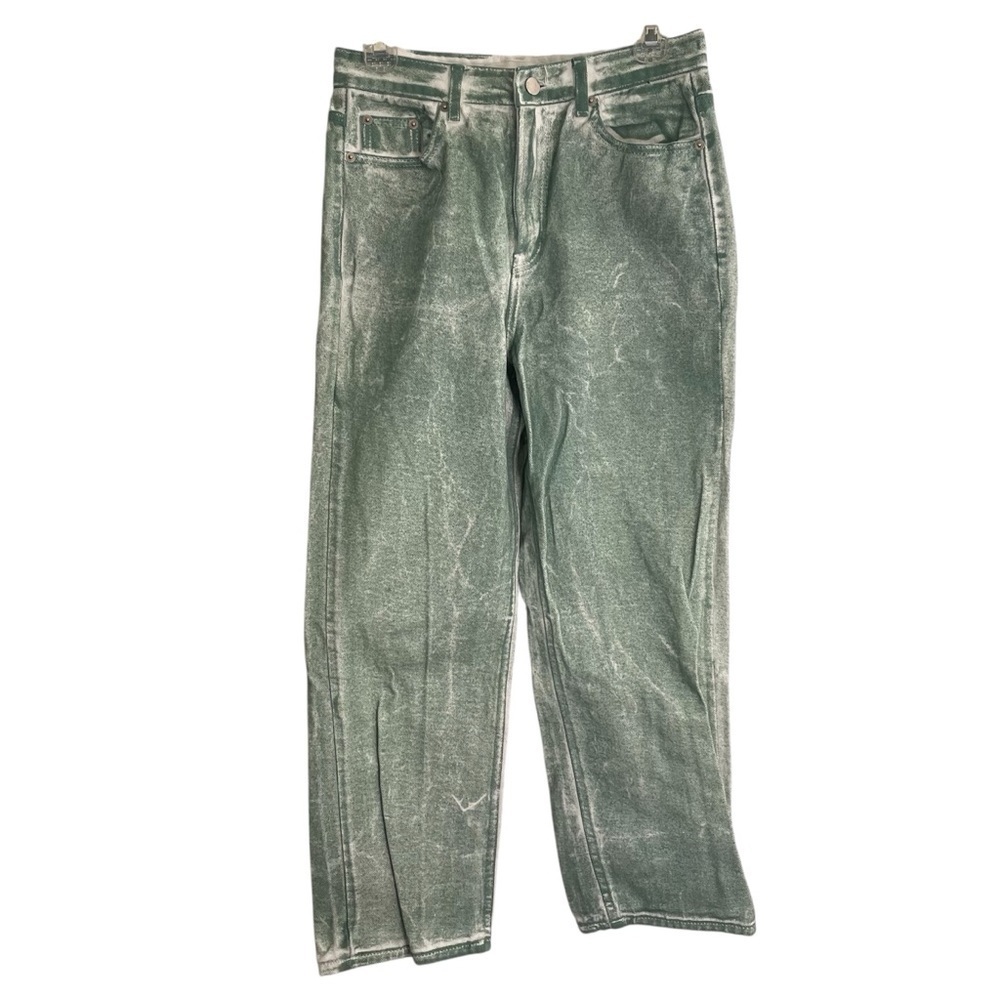 P.L.A.N. Denim Vintage Green Straight Leg Jeans with Distressed Finish Size M